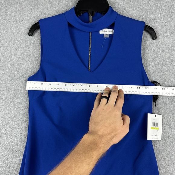 Calvin Klein Dress Womens 4 Blue Sleeveless Mock Neck Sheath Zip Back Party NWT - Picture 4 of 8
